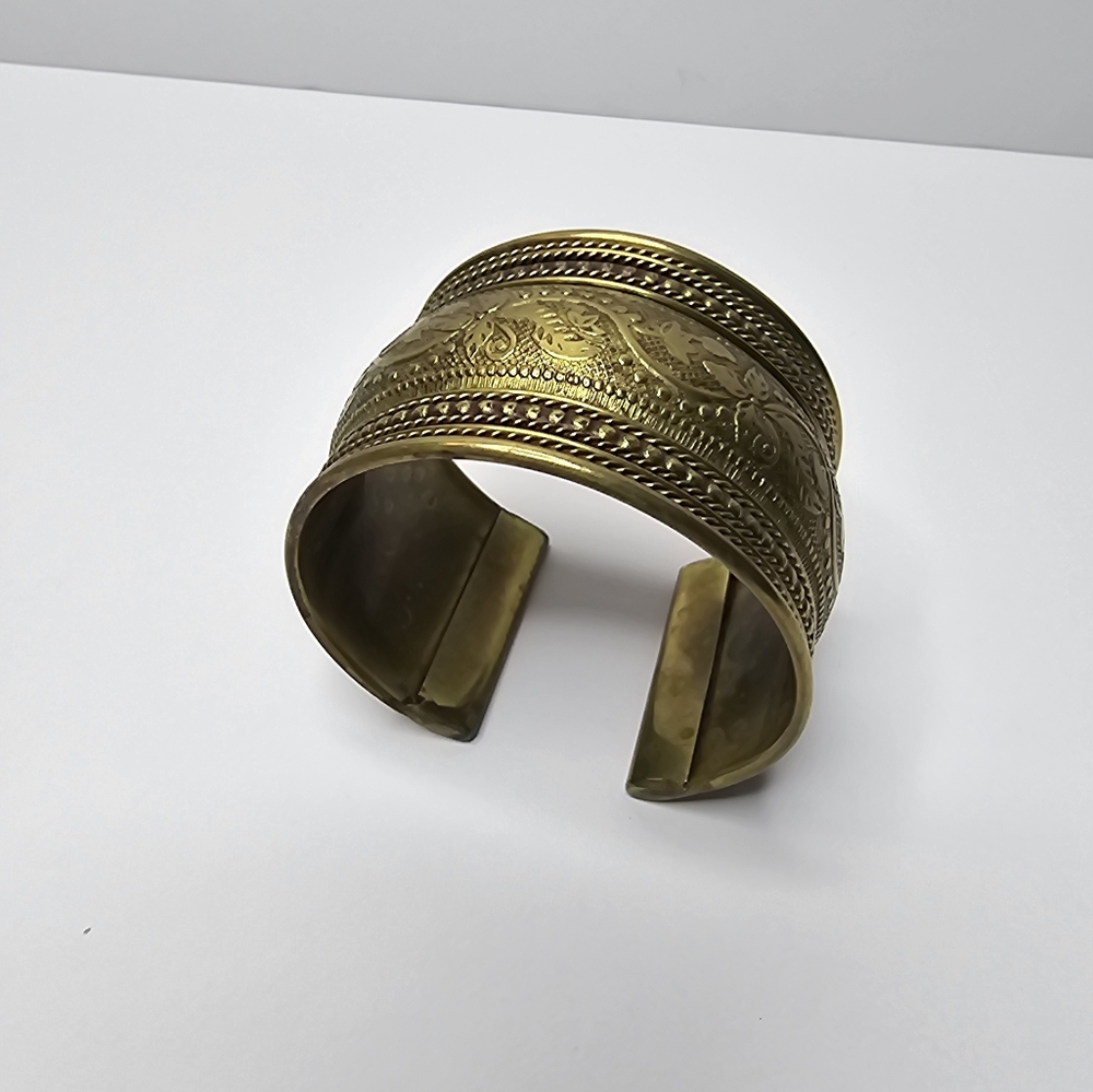 Intricate Gold Cuff Bracelet Bohemian Hippie Indie Retro